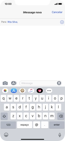 Se for possível o destinatário receber iMessages, aparecerá o texto iMessage no campo de escrita.