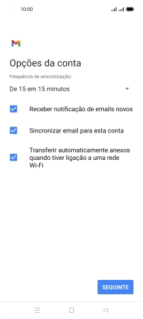 Se o ecrã mostrar esta imagem, a sua conta foi identificada e configurada automaticamente. Siga as indicações no ecrã para introduzir informações adicionais e concluir a configuração.