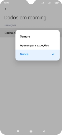 Prima a definição pretendida para ativar ou desativar a função.