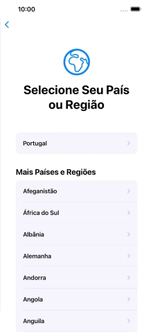 Prima a área ou país pretendido.