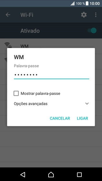 Introduza a password da rede Wi-Fi e prima LIGAR.