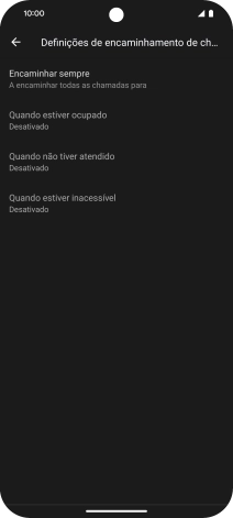 Prima o tipo de desvio pretendido.