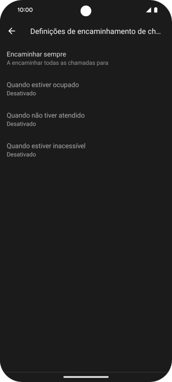Prima o tipo de desvio pretendido.