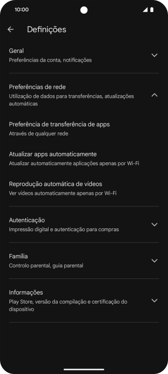 Prima Atualizar apps automaticamente.