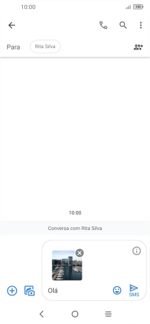 Prima o ícone para enviar quando terminar de escrever a sua mensagem multimédia.