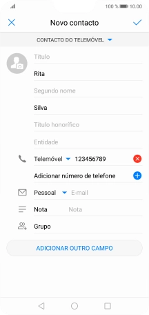Prima o ícone para aceitar.