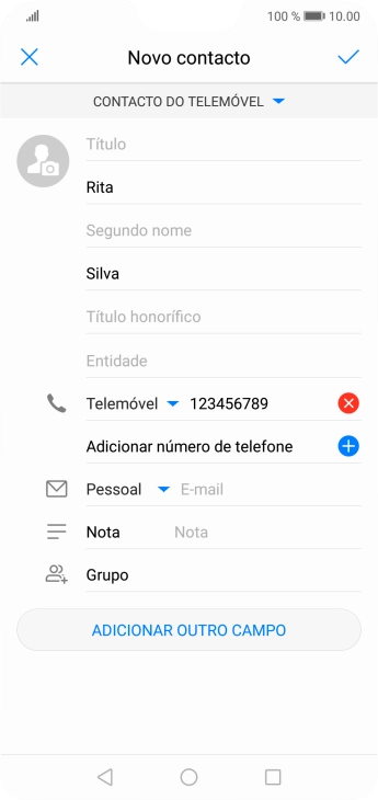 Prima o ícone para aceitar.