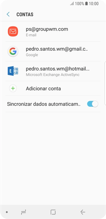 Se o ecrã mostrar esta imagem, a sua conta foi identificada e configurada automaticamente. Siga as indicações no ecrã para introduzir informações adicionais e concluir a configuração.