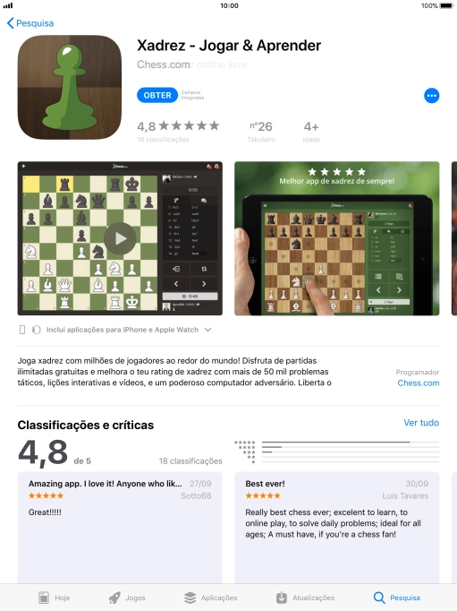 Prima OBTER e siga as instruções no ecrã para instalar a app.