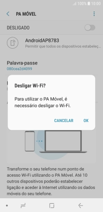Se o Wi-Fi estiver ativado, prima OK.