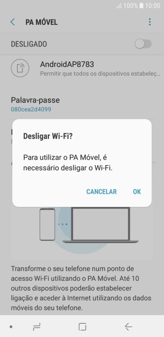 Se o Wi-Fi estiver ativado, prima OK.