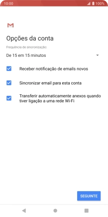Se o ecrã mostrar esta imagem, a sua conta foi identificada e configurada automaticamente. Siga as indicações no ecrã para introduzir informações adicionais e concluir a configuração.