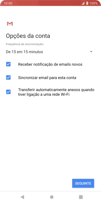 Se o ecrã mostrar esta imagem, a sua conta foi identificada e configurada automaticamente. Siga as indicações no ecrã para introduzir informações adicionais e concluir a configuração.