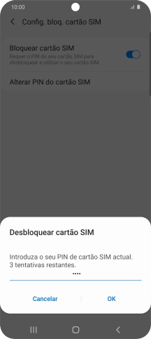 Introduza o seu código PIN e prima OK.