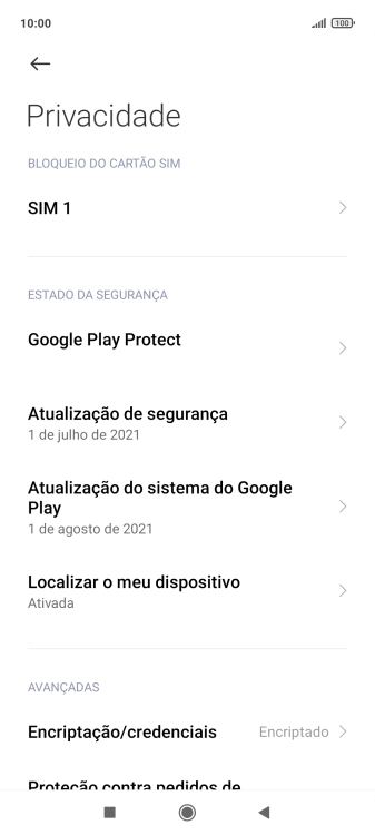 Prima o nome do cartão SIM.