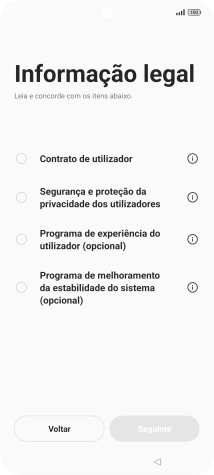 Prima o campo ao lado das definições pretendidas para as selecionar.