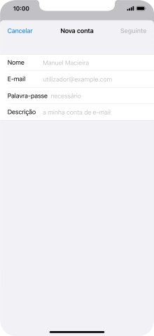 Prima Nome e introduza o nome do remetente pretendido.