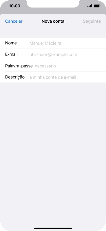 Prima Nome e introduza o nome do remetente pretendido.