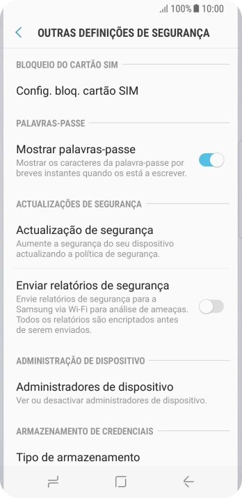 Prima Config. bloq. cartão SIM.