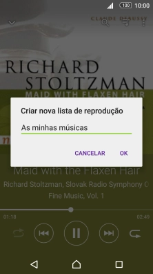 Introduza o nome pretendido para a lista de reprodução e prima OK.