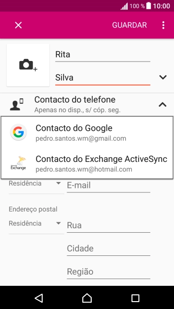 Prima Contacto do telefone.