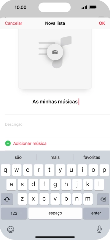 Prima Adicionar música.