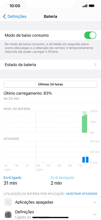Para voltar ao ecrã inicial, deslize o dedo de baixo para cima a partir da base do ecrã.