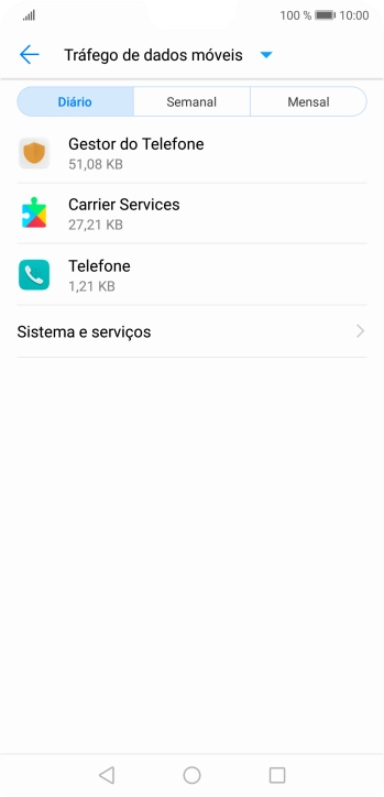 O consumo de dados de cada aplicação é mostrado sob o nome da aplicação.