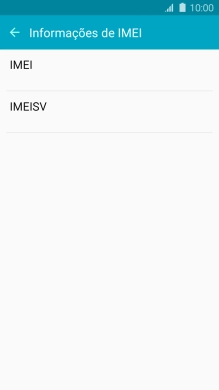 O código IMEI é mostrado no ecrã.