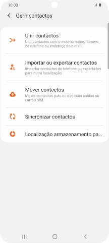 Prima Importar ou exportar contactos.