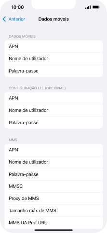 Prima APN e insira net2.vodafone.pt.