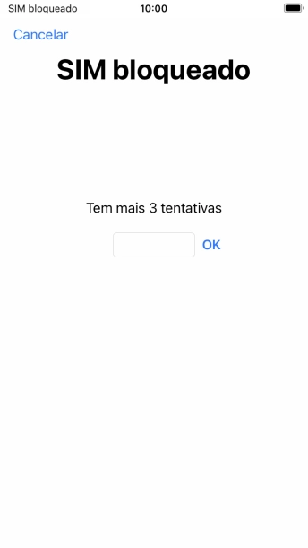 Se o cartão SIM estiver bloqueado, deve introduzir o código PIN e premir OK.