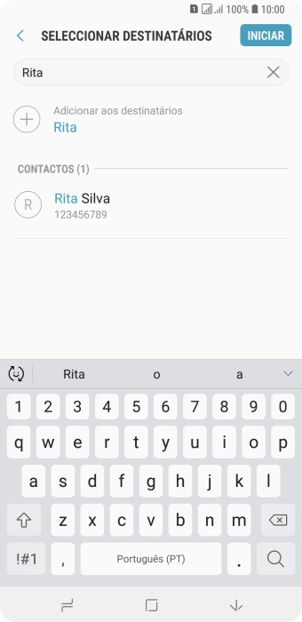 Prima o contacto pretendido.