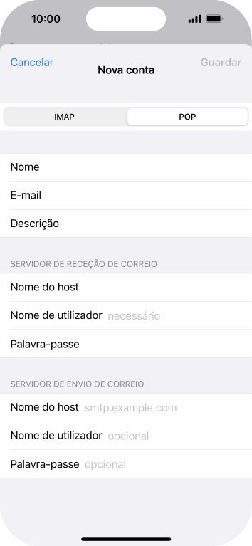 Prima Nome de utilizador e introduza o nome de utilizador da sua conta de e-mail.