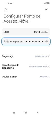 Prima SSID, e introduza o nome pretendido do hotspot Wi-Fi.