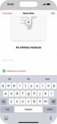 Prima Adicionar música.