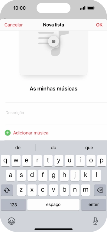 Prima Adicionar música.