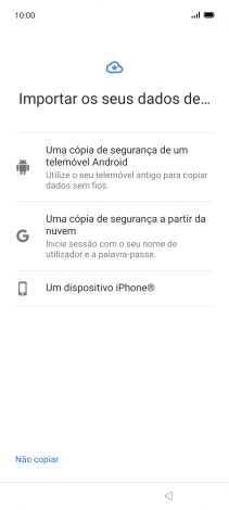 Prima o método de transferência pretendido e siga as indicações no ecrã para transferir conteúdo de outro telefone.