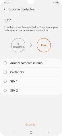 Prima o cartão SIM pretendido.