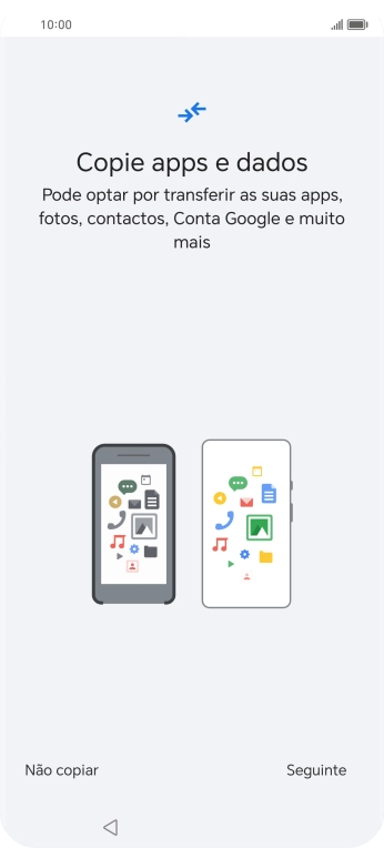 É possível transferir conteúdo de outro telefone quando o telefone for ativado antes da primeira utilização e quando o telefone tiver sido reiniciado. Quando esta imagem for mostrada no ecrã, o telefone está pronto para transferir conteúdo de outro telefone.