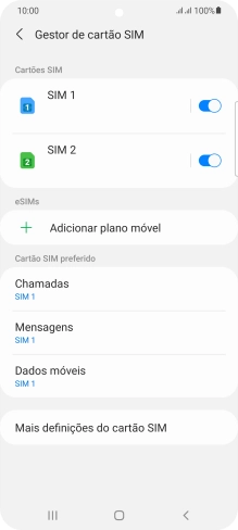 Prima o cartão SIM pretendido.