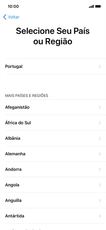 Prima a área ou país pretendido.