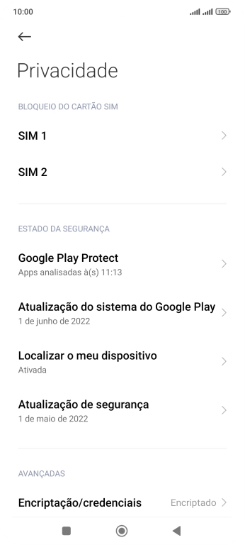 Prima o cartão SIM pretendido.