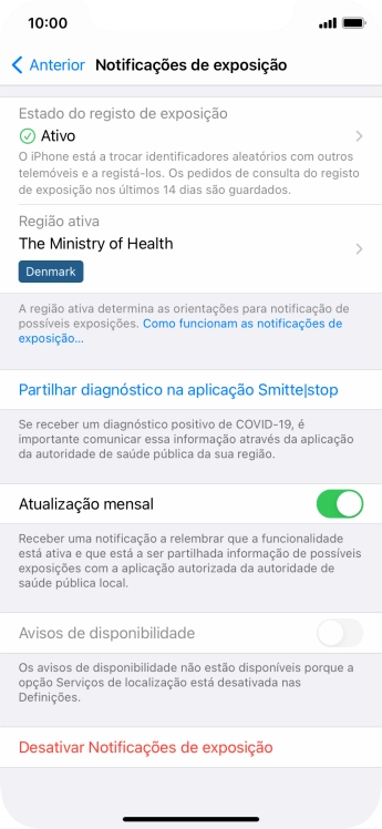 Prima Estado do registo de exposição.