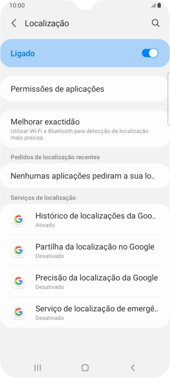 Prima Permissões de aplicações.