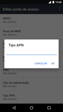 Introduza default e prima OK.