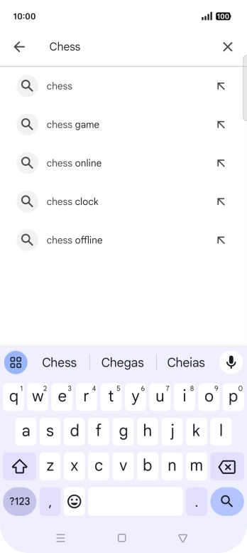 Introduza o nome ou categoria da app pretendida e prima o ícone para pesquisar.