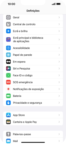 Prima Face ID e código.