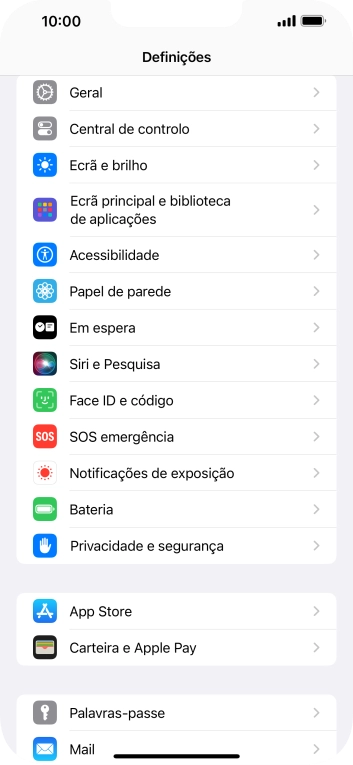 Prima Face ID e código.
