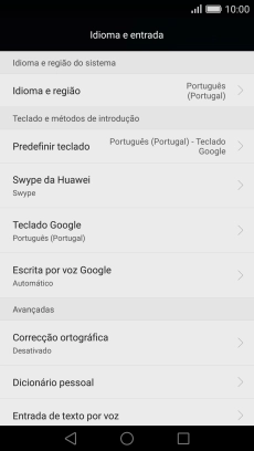Prima Idioma e região.